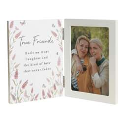 Personalised Floral Wooden Hinged 6x4 Photo Frame White One Size