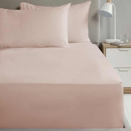Percale 180TC Flat Sheet - Blush Pink - Double