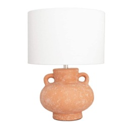 ValueLights Theo Linen Shade Terracotta Vase Hand Finished Table Lamp