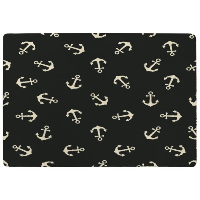 Anchors On Black Rug Multi