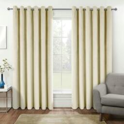 Homescapes Thermal Blackout Cream Velvet Curtains - 66 x 72 Inches Cream Cream