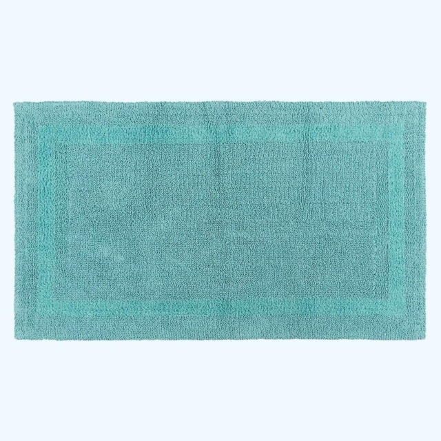 Homescapes Luxury Reversible Cotton Bath Mat - Aqua Blue Aqua