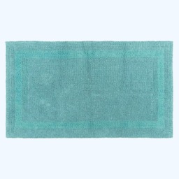 Homescapes Luxury Reversible Cotton Bath Mat - Aqua Blue Aqua
