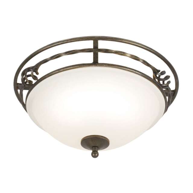 Pembroke 2 Light Flush Ceiling Light Black, Gold, E27