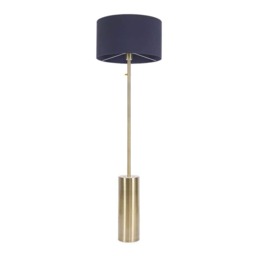 ValueLights Lexy Antique Brass Dimmable Floor Lamp Navy Shade and Bulb