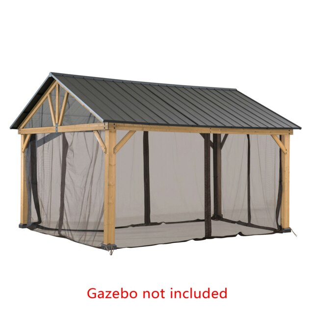 Sunjoy Accessory Netting for Cedar Wooden Gazebo - 3.5m X 4m, Khaki（Gazebo Not Included）