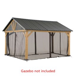 Sunjoy Accessory Netting for Cedar Wooden Gazebo - 3.5m X 4m, Khaki（Gazebo Not Included）