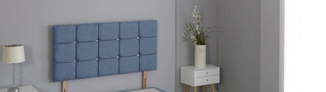 "Denim Linen Cube Headboard Multi 2FT6 Small Single 26""inch Headboard"
