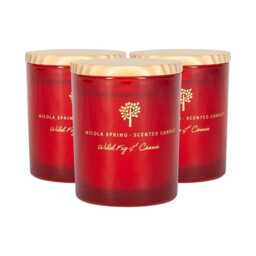 Nicola Spring 3x Wild Fig & Cassis Scented Candles - 130g 21h Natural Single Wick Soy Wax Aromatherapy Candle Home Fragrance