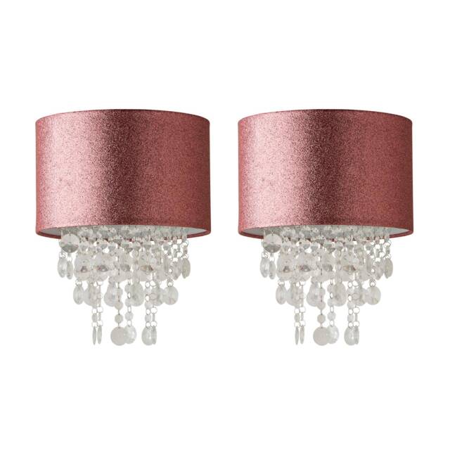 ValueLights Bonita Pair Pink Glitter Droplet Easy Fit Shades