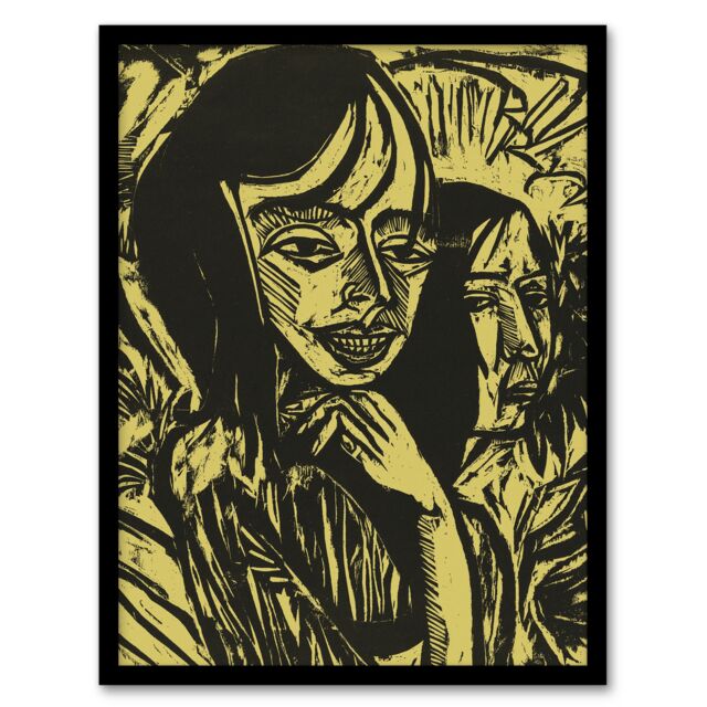 "Fehmarn Girls Portrait Ernst Ludwig Kirchner Framed Wall Art Print 12X16"""
