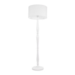 ValueLights Victoria White Wood Floor Lamp White Shade and Bulb