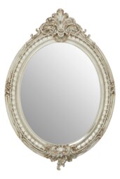 Champagne Oval Framed Wall Mirror,Ornate Neoclassical Mirror, Accent Piece With Crown & Acanthus Motif Gold