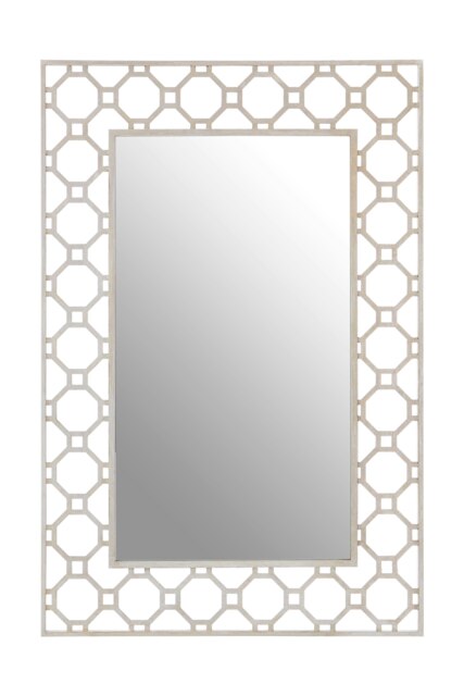 Orsina Contemporary Design Arabesque Wall Mirror, Reflective Rectangular Frame New Mirrors, Metallic Accent Mirror