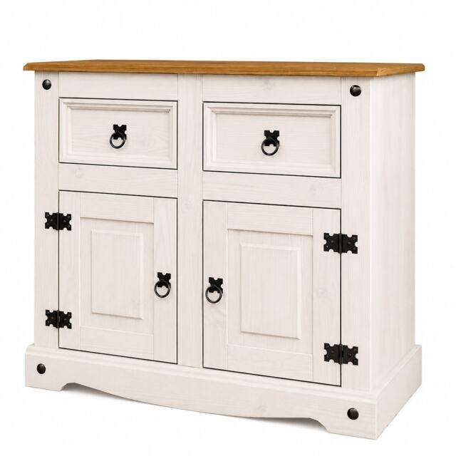Corona White Sideboard 2 Door 2 Drawer Mexican Solid Pine Wood