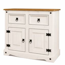 Corona White Sideboard 2 Door 2 Drawer Mexican Solid Pine Wood