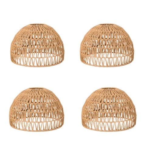 Boho Wicker Pendant Light Shade Brown 4 - Wicker 4 Pack 4