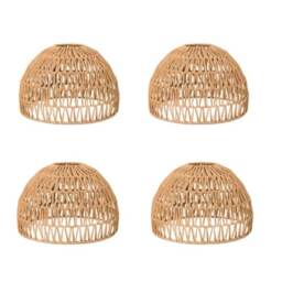 Boho Wicker Pendant Light Shade Brown 4 - Wicker 4 Pack 4
