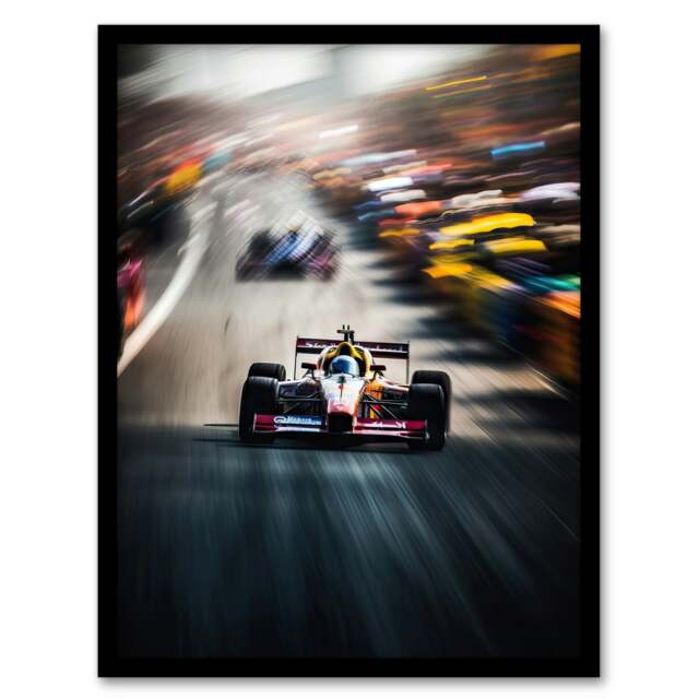 Racing Motorsport Speed Blur Racing Car Fan Black Framed Wall Art Print A4