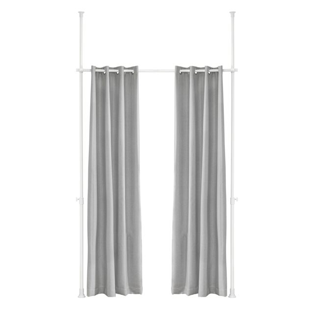 SoBuy Adjustable Room Divider with Blackout Curtains, Light Gray, 45.3x3.9x43.3 inches, 4.7 kg - KLS12-HG