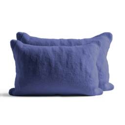 Teddy Bear Fleece Super Soft Cosy Pillow Case Pair Blue Blue Navy Blue