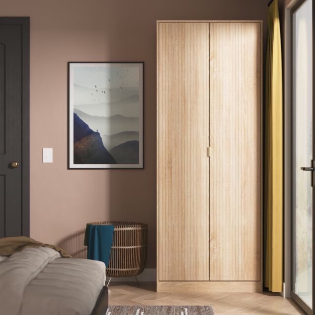 Denver Tall Double Wardrobe in Bardolino Oak (Ready Assembled) Brown Bardolino Oak