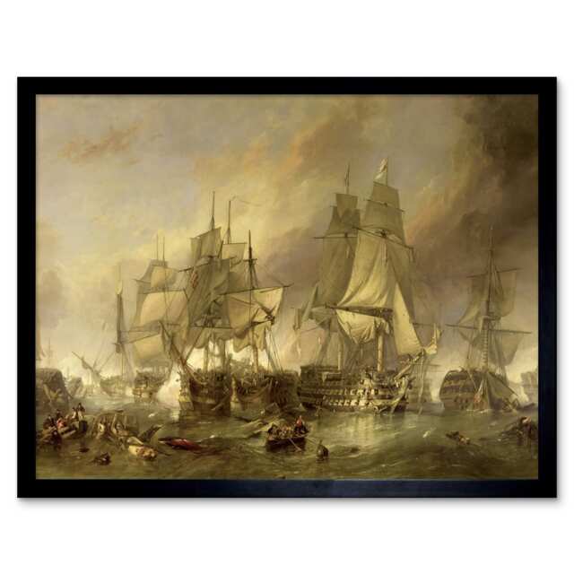 "Stanfield The Battle Of Trafalgar Painting 12x16"" Framed Wall Art Print"