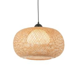 Bali Globe Pendant Ceiling Lamp, Natural Bamboo, White, Matt Black