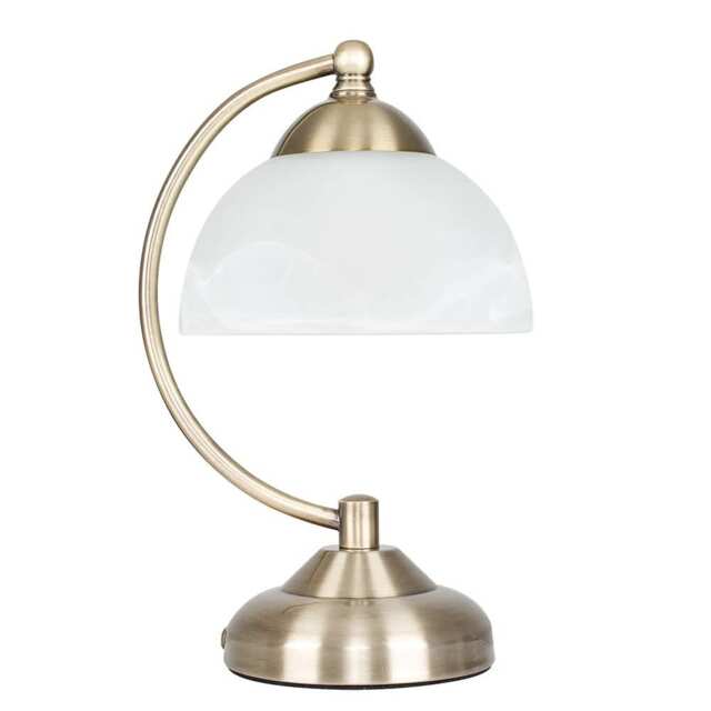 ValueLights Stamford Antique Brass Frosted Glass Table Lamp and Bulb
