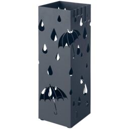 Square Umbrella Stand with Hooks and Drip Tray, Sleek Metal Design for Entryway Storage, Anthracite Grey