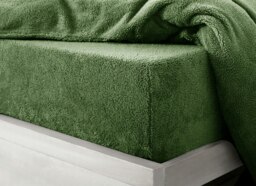 Velosso Teddy Fleece Warm and Cosy Fitted Sheet Green Olive Super King