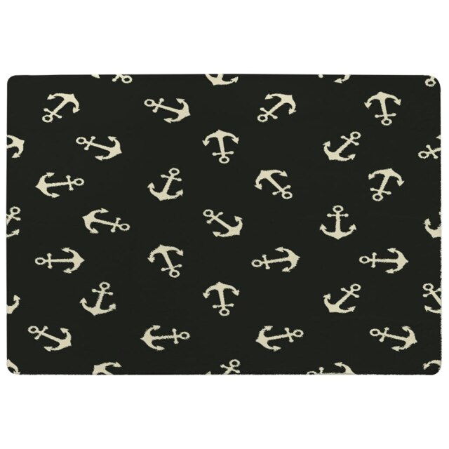 Anchors on Black Background (Rug) Black XL