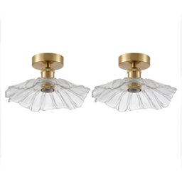 Emitto Ceiling Light Flower Clear Glass Fixture Chandelier Flush Mount 2 PCS