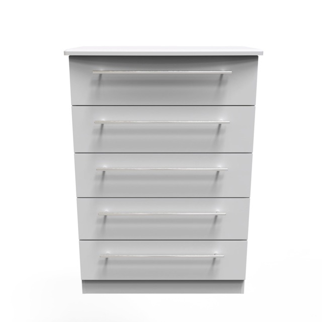 Carlton 5 Drawer Chest of Drawers in Grey Matt (Ready Assembled) Grey Grey Matt