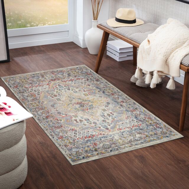LIVABLISS Ankara-Vintage Traditional Boho Rug 80 x 150 cm Taupe Grey Cream