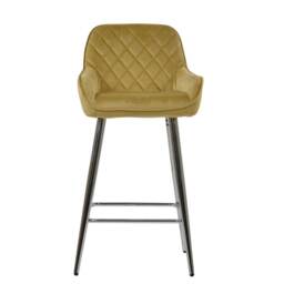 Lakeland Furniture Carson Camel Cream Velvet Chrome Fixed Base 1 Bar Stool