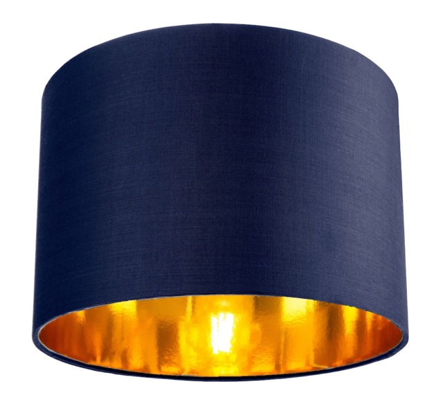 "Contemporary Blue Cotton 10"" Table/Pendant Lamp Shade with Shiny Copper Inner Blue Midnight Blue 1"