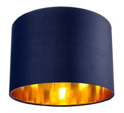 "Contemporary Blue Cotton 10"" Table/Pendant Lamp Shade with Shiny Copper Inner Blue Midnight Blue 1"