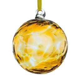 Sienna Glass Hanging Ornament 10cm Friendship Ball - Topaz
