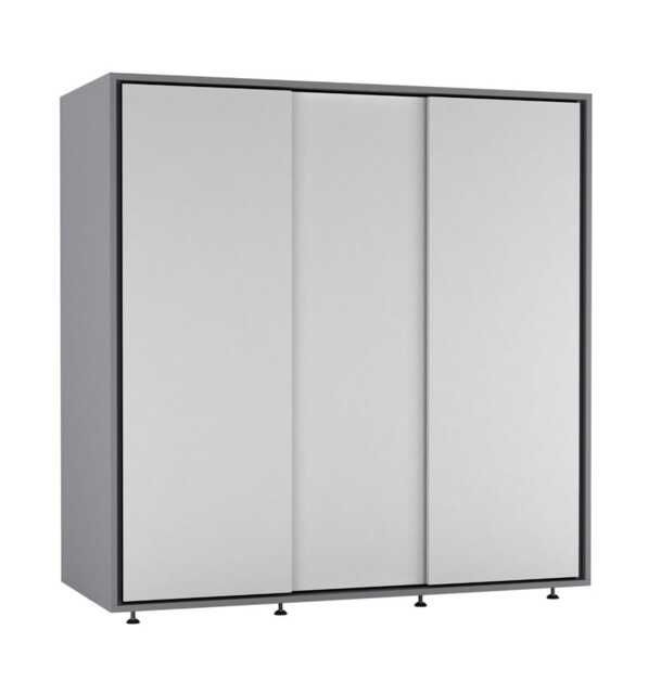 120cm 3 Sliding Doors Children Kids Wardrobe Bedroom Storage Closet Hanging Rail Multi Grey with White Doors 1