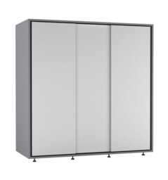 120cm 3 Sliding Doors Children Kids Wardrobe Bedroom Storage Closet Hanging Rail Multi Grey with White Doors 1
