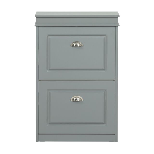 SoBuy FSR78-HG,Shoe Rack Storage Cabinet with 2 Flip Drawers Grey Grey