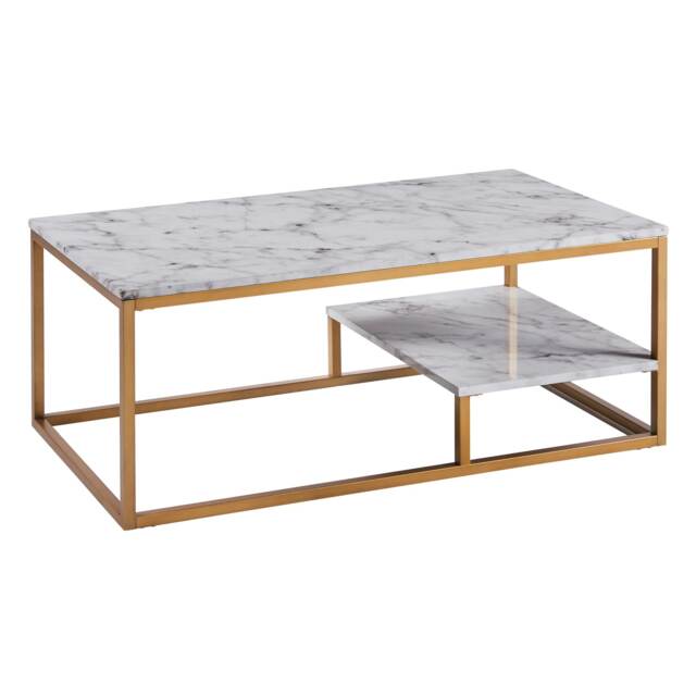 Teamson Home Marmo Modern Wooden Marble Effect Coffee Table Living Room