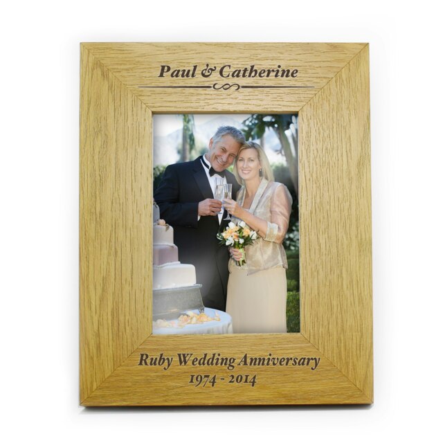 Personalised 6x4 Portrait Wooden Photo Frame Brown One Size