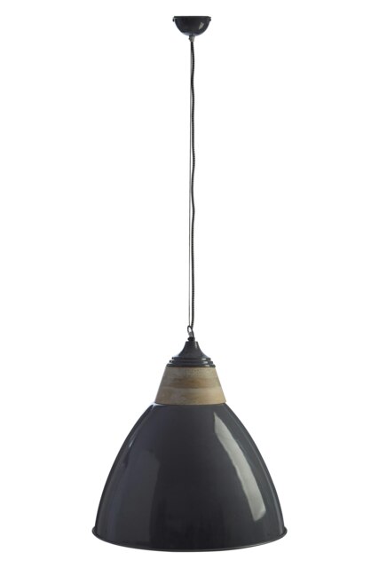 Orsina Grey Extra Large Pendant Light, Scandi Bell-Shaped Industrial Ceiling Lamp, 1m Cord with Matching Rose