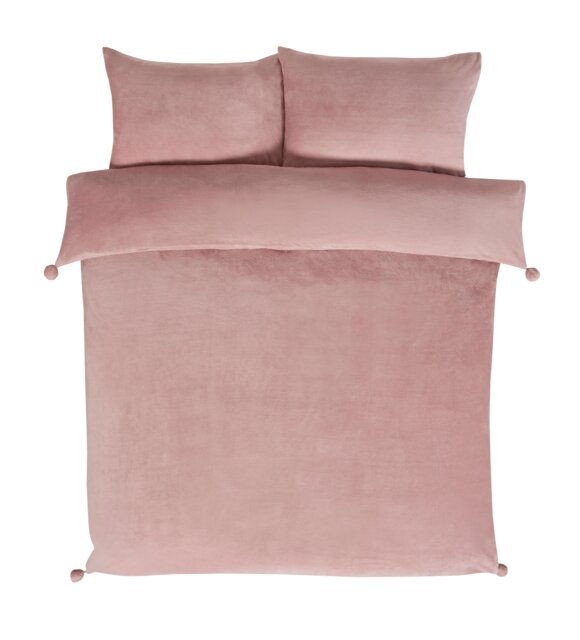 Pom Pom Fleece Polyester Duvet Cover Set with Pillowcase Pink Double 1