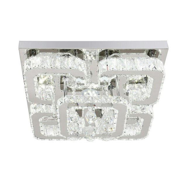 Living and Home Modern Fancy Crystal LED Flush Mount Ceiling Light Fixture