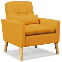 COSTWAY Modern Sofa Armchair Upholstered Accent Chair Yellow Yellow Chair