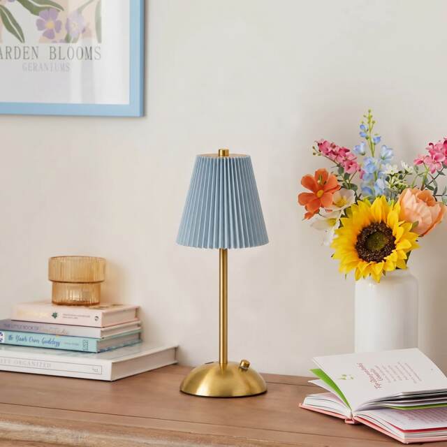OHS Pleated Bedside Lamp LED Rechargeable Cordless Night Light