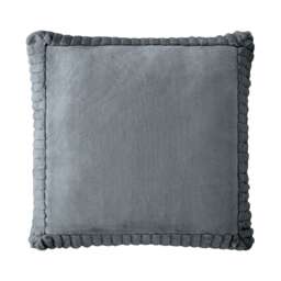 Catherine Lansfield Velvet and Faux Fur Soft Touch Cushion Grey Charcoal Grey 55x55cm